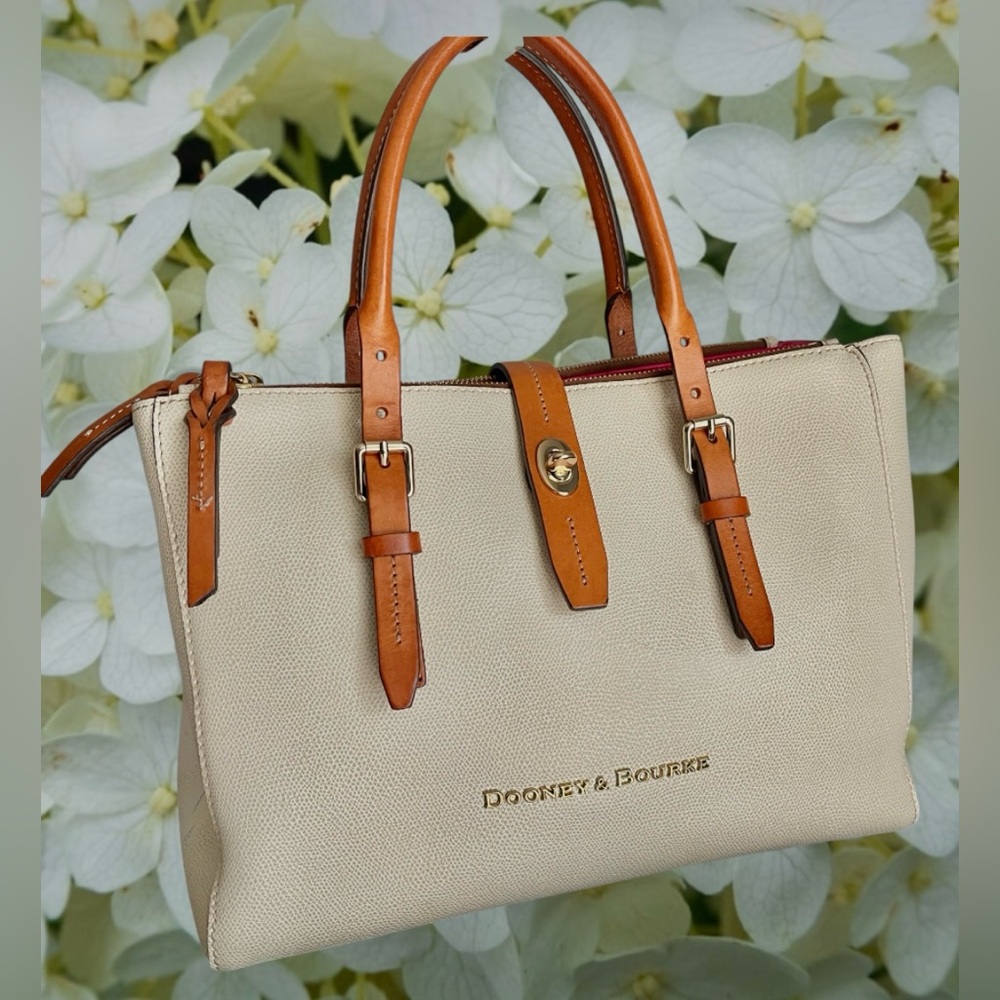 Dooney & Bourke Pebbled Leather Vintage Satchel Cream
